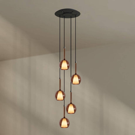 s.luce Belluna Galerieleuchte 5-flammig Ø 60cm Baldachin mit eleganten Glaskörpern