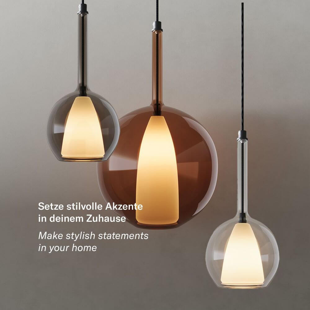 s.luce Belluna Galerieleuchte 8-flammig Ø 80cm Baldachin mit eleganten, mundgeblasenen Glaskörpern in unterschiedlichen Farben.