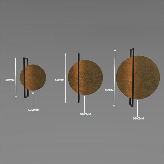 s.luce Artus LED Wandleuchte & Deckenlampe Größenübersicht mit Abmessungen der runden, flachen Leuchte.