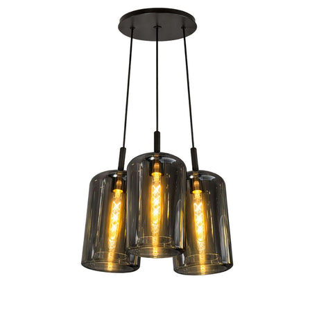s.luce Cruet Cluster Glas-Pendelleuchte 3-flammig 3x17 in eleganter Cluster-Anordnung mit drei Glasleuchten.