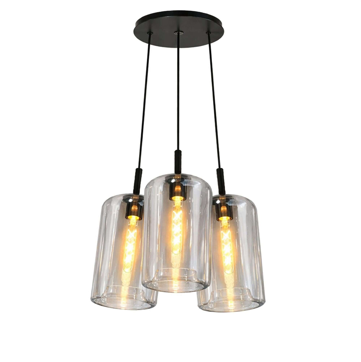 s.luce Cruet Cluster Glas-Pendelleuchte 3-flammig 3x17 mit drei klaren Glasleuchten in elegantem Design.