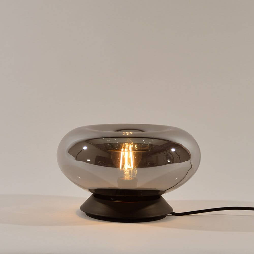 s.luce Cruet E27 Design Tischleuchte Glas mit Schalter auf schwarzem Sockel