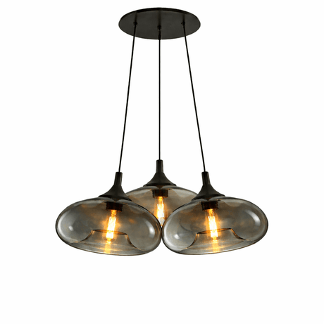 s.luce Cruet Cluster Glas-Pendelleuchte 3-flammig 3x28cm in modernem Design und warmem Licht.