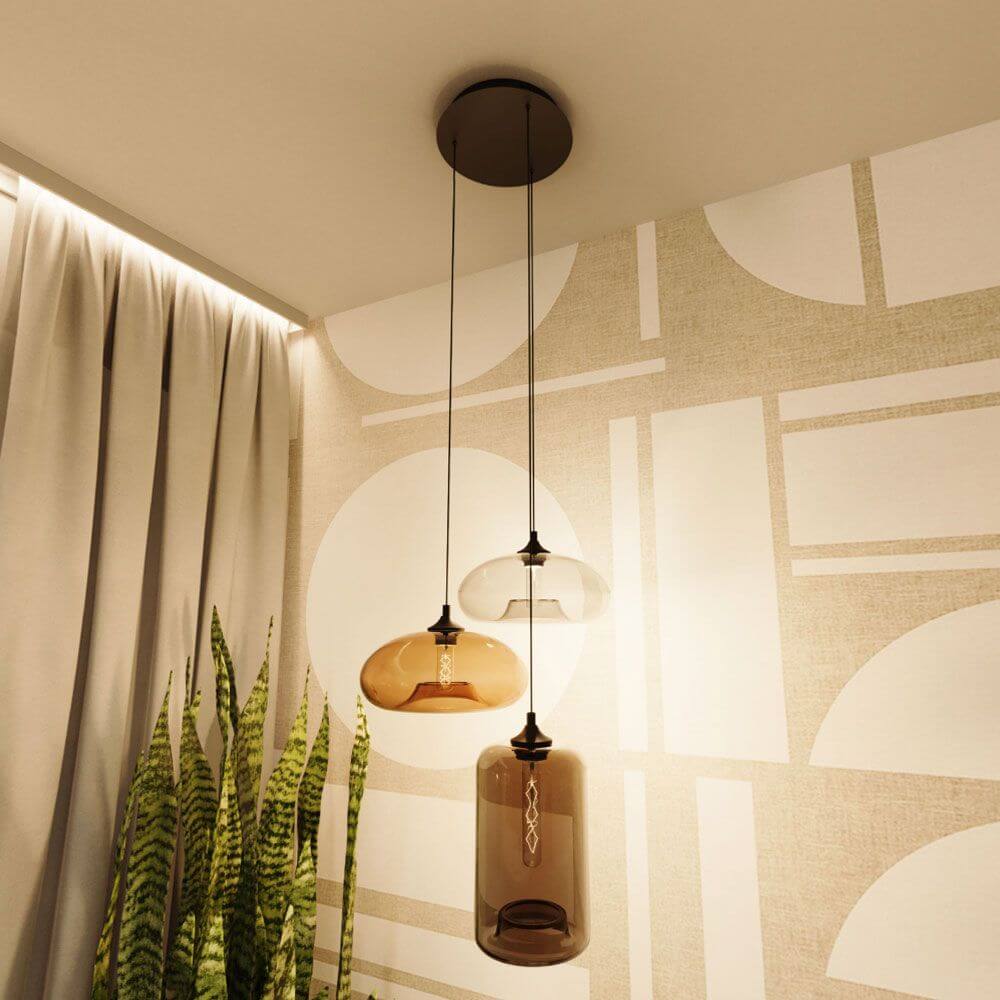 s.luce Wielokrotna szklana lampa wisząca Cruet z 3 lub 5 źródłami światła