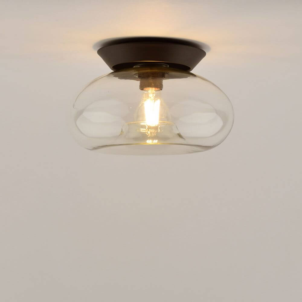 s.luce Cruet Glas Wand- und Deckenleuchte Up & Low in moderner Glasform mit schwarzem Sockel