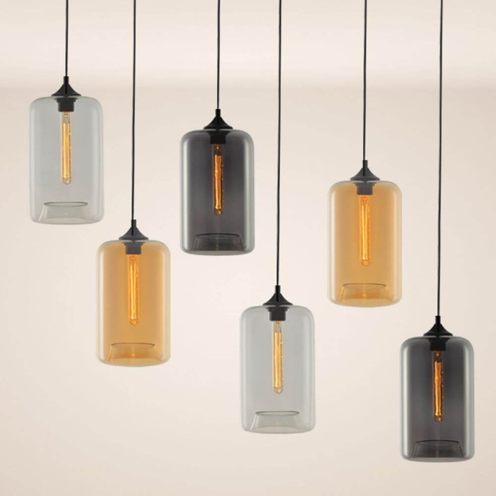 s.luce Cruet mehrflammige Hängeleuchte in verschiedenen Farben und Formen, moderne Glaskugeln.