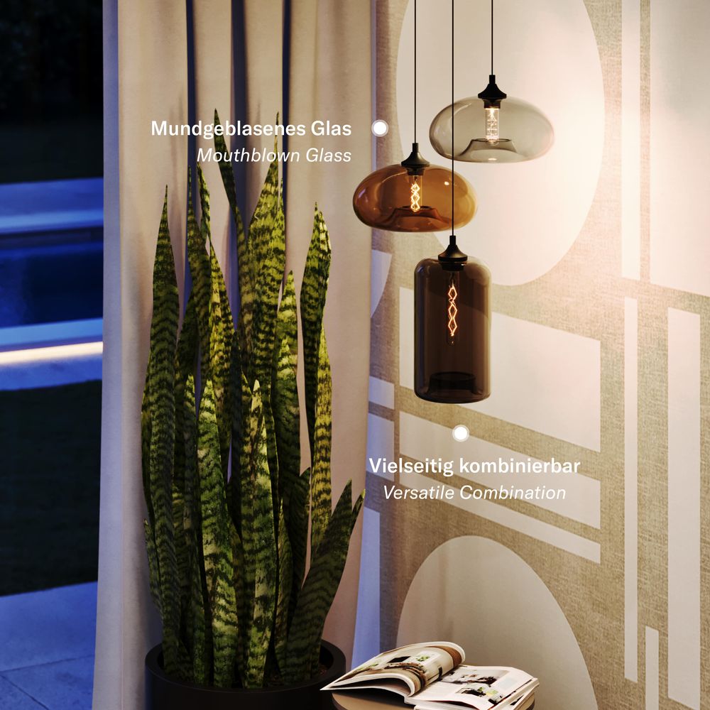 s.luce Cruet Hängeleuchten aus mundgeblasenem Glas mit vielseitiger Kombination, modernes Design in stilvollem Ambiente.