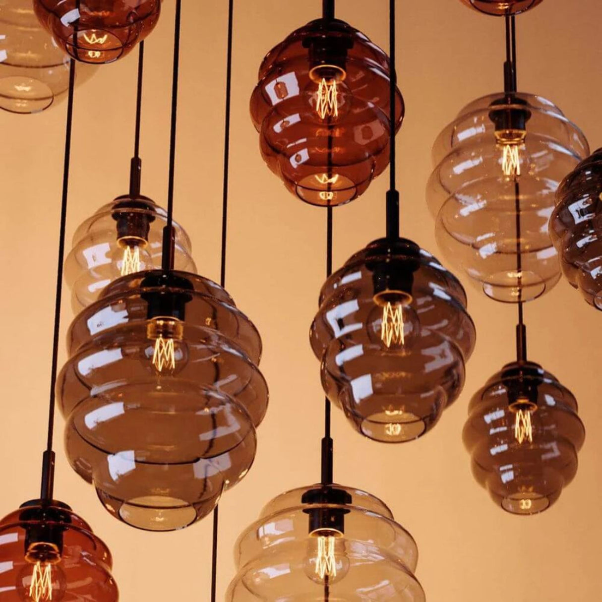 s.luce Echos Candeeiro suspenso em vidro Cluster 3 luzes 3x18cm