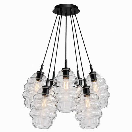 s.luce Echos Suspension en verre Cluster à 7 lumières 7x25cm