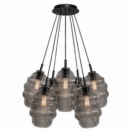 s.luce Echos Cluster Glas-Pendelleuchte 7-flammig 7x25cm mit elegantem Design und harmonischer Lichtatmosphäre.