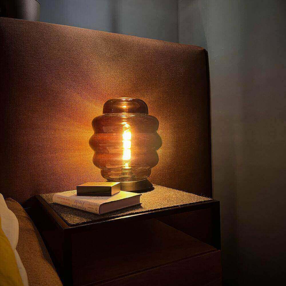 s.luce Echos glass table lamp E27 with switch