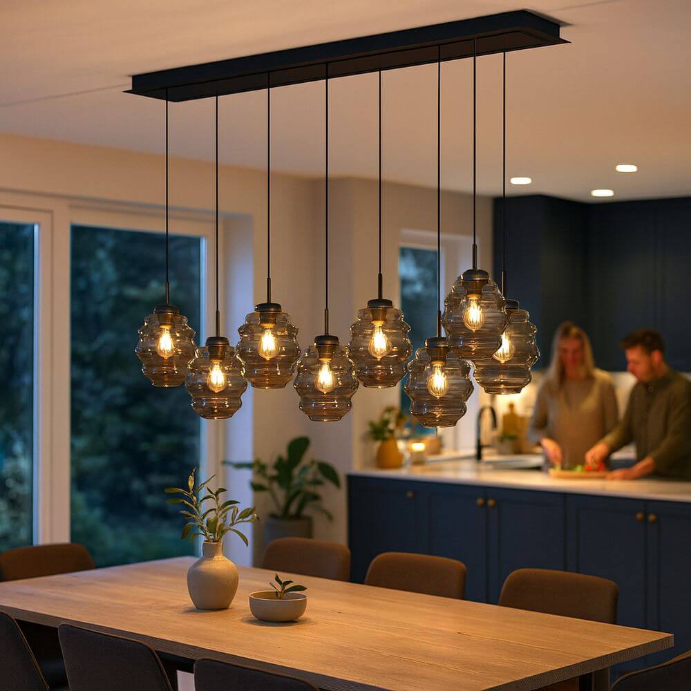 s.luce Echos spisebordslampe 8-lys 160cm 2-rækket Ø 18cm