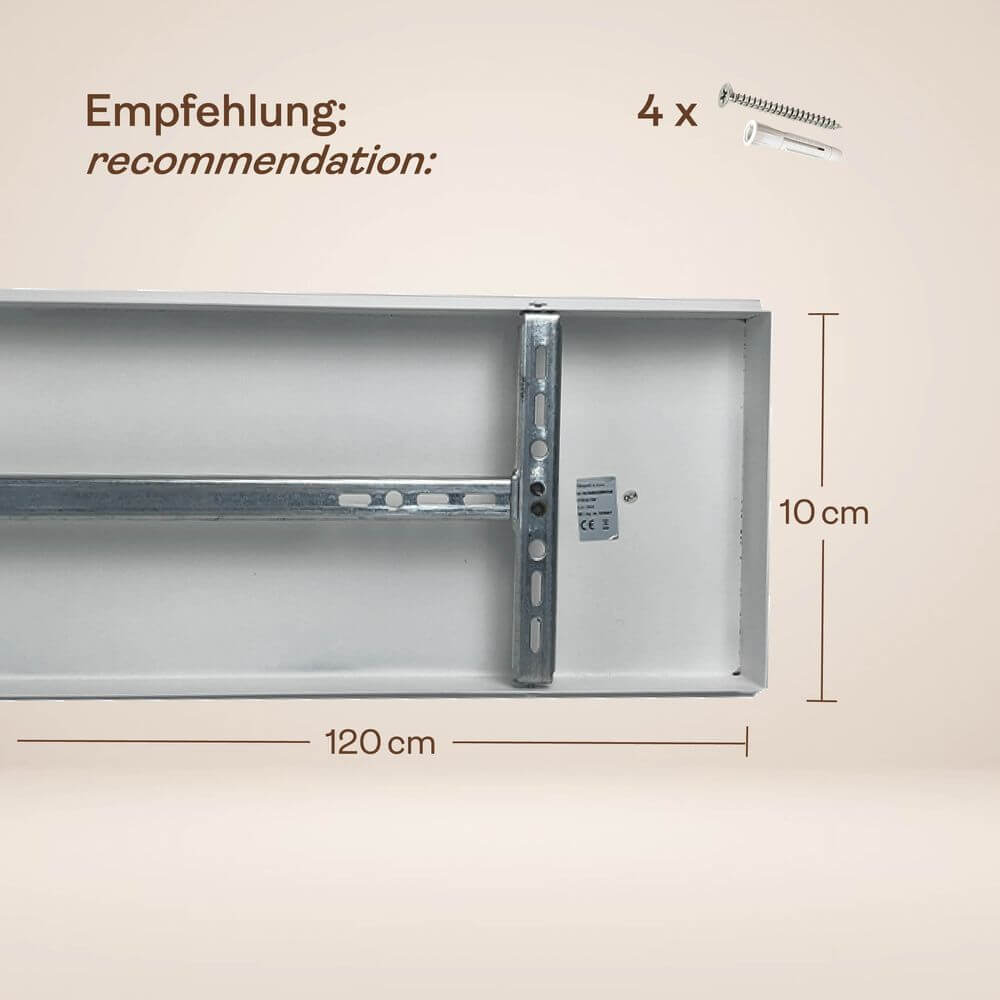 Montageanleitung für s.luce Echos Esszimmer-Hängeleuchte 3-flammig 120cm Ø 25cm mit Schrauben und Abstand.
