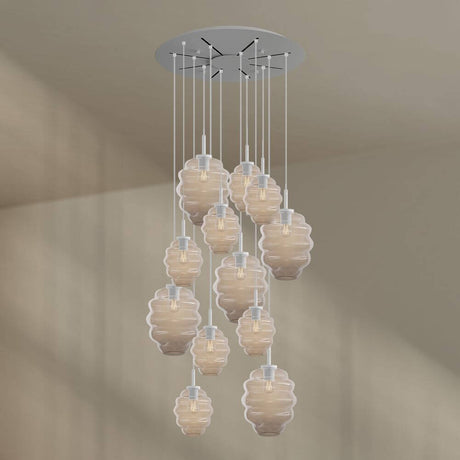 s.luce Echos gallerilampe med 12 lyskilder Ø 80 cm baldakin Ø 18/25 cm med elegante glaskropper i forskjellige farger.