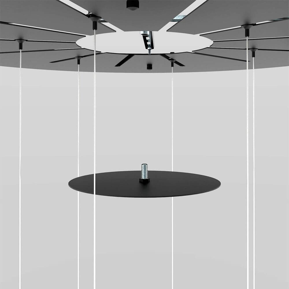 s.luce Echos Galerieleuchte 20-flammig Ø 120cm Baldachin Ø 18/25cm mit schwarzem Baldachin und Aufhängung.