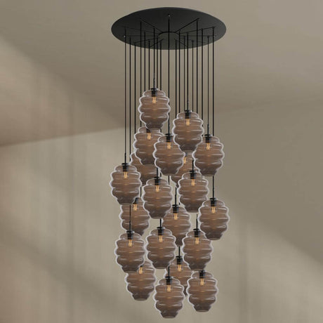 s.luce Echos-gallerilampe 20-lys Ø 120 cm baldakin Ø 25 cm med elegante glasskropper.