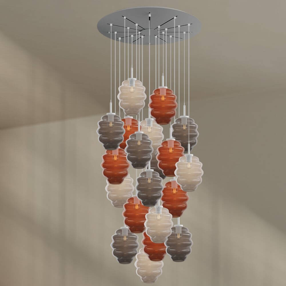 s.luce Echos Galerieleuchte 20-flammig Ø 120cm Baldachin Ø 25cm mit einzigartigem Design in großen Räumen.