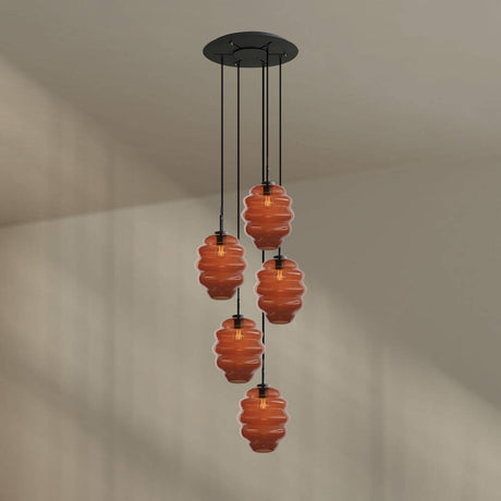 s.luce Echos gallery light 5-light Ø 60 cm canopy Ø 25 cm in an elegant, modern design with textured glass.