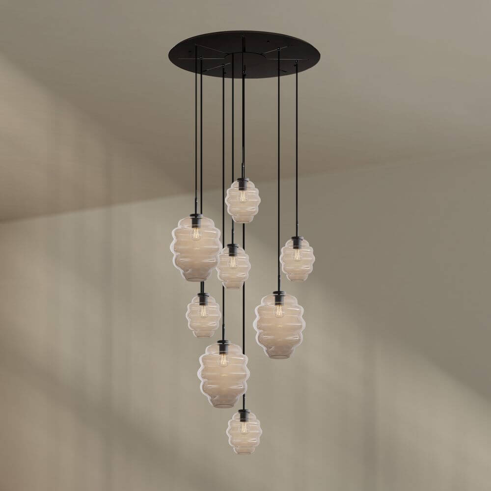s.luce Echos Galerieleuchte 8-flammig Ø 80cm Baldachin Ø 18/25cm mit modernes Glasdesign und harmonischem Lichtspiel.