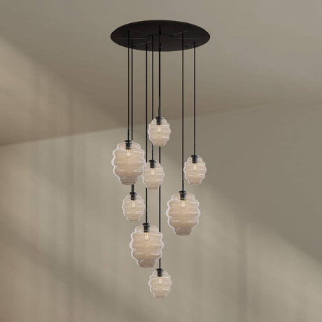 s.luce Echos 8-light gallery light Ø 80cm canopy Ø 18/25cm with modern glass design and harmonious light play.