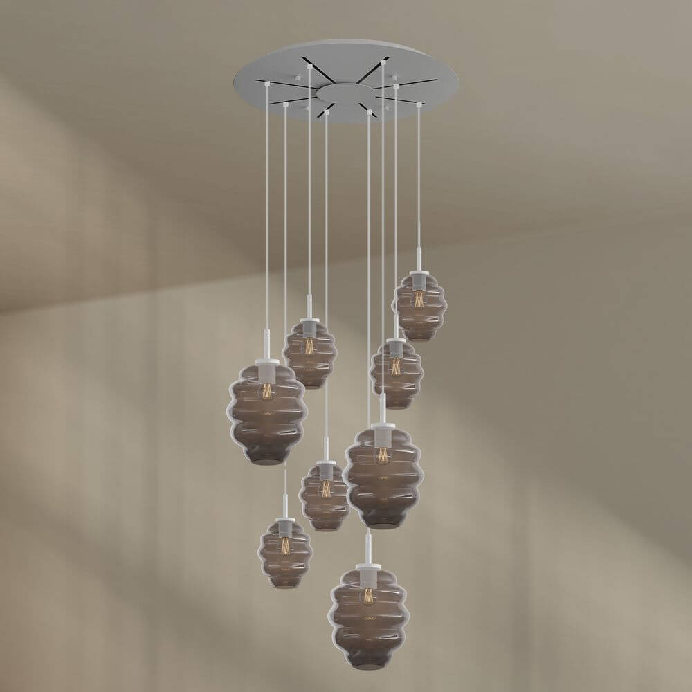 s.luce Echos Galerieleuchte 8-flammig Ø 80cm Baldachin Ø 18/25cm, elegante Glaslampen in harmonischem Design.