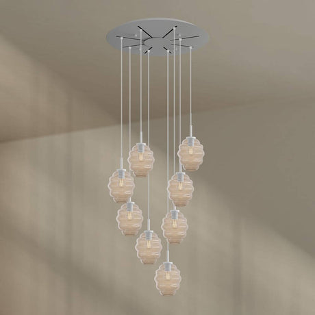 s.luce Echos Galerieleuchte 8-flammig Ø 80cm Baldachin Ø 18cm mit elegantem Glasdesign und harmonischem Lichtspiel.