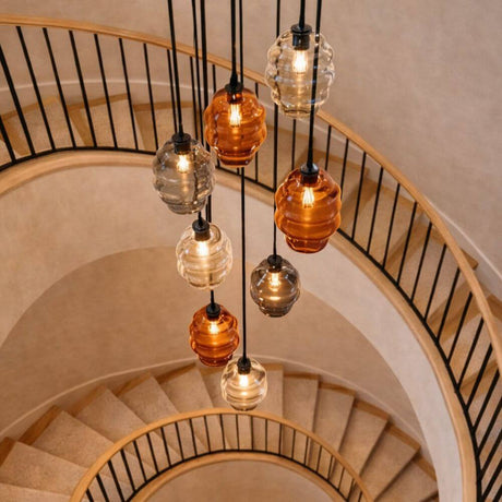 s.luce Echos 8-light gallery light Ø 80cm canopy Ø 18/25cm with artistic glass design and harmonious light play.