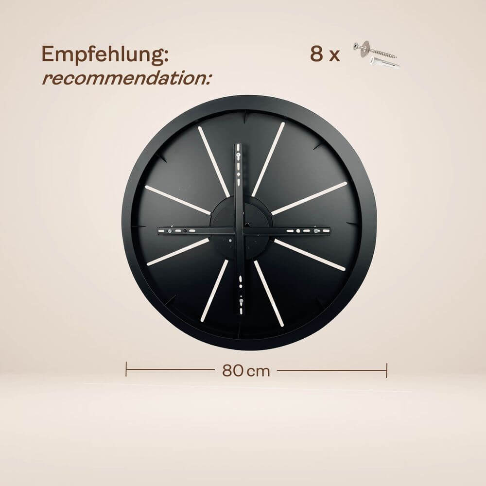 s.luce Echos Galerieleuchte 8-flammig Ø 80cm Baldachin Ø 18cm mit empfohlener Montage von 8 x Schrauben.