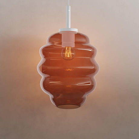 s.luce Echos Glas Galerie-Pendelleuchte Aufhängung 500cm Weiß in ovaler Form, warmes Licht, elegantes Design.