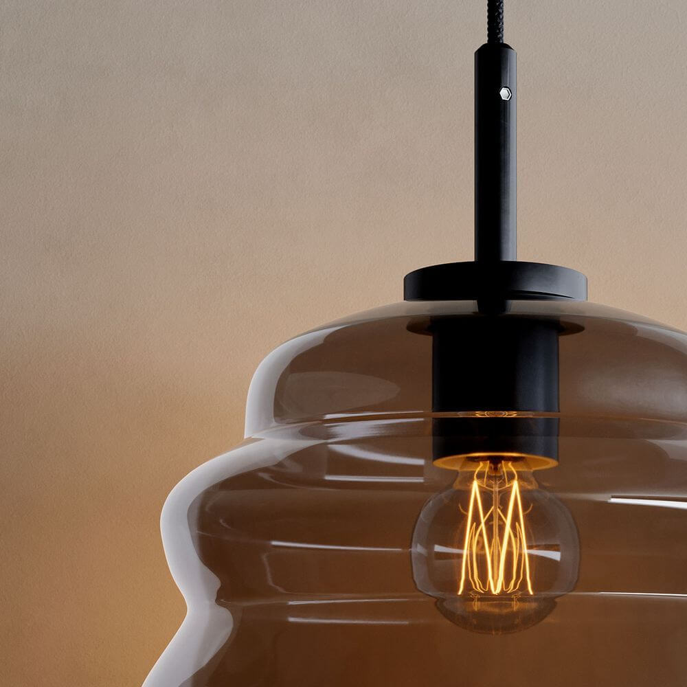 s.luce Echos Glas-Hängelampe Aufhängung 150cm Weiß – elegante Pendelleuchte mit strukturierter Glasform