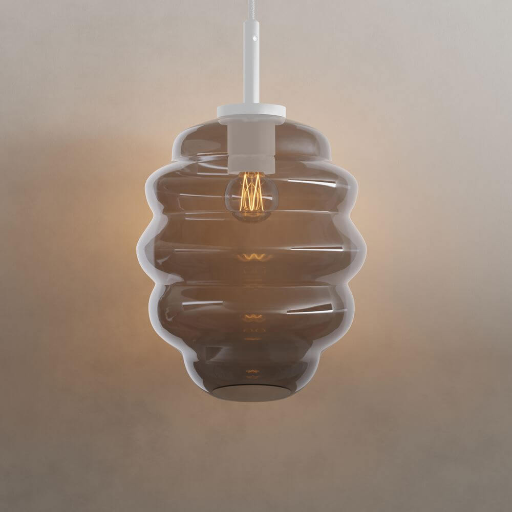 s.luce Echos Glas-Hängelampe Aufhängung 150cm Weiß