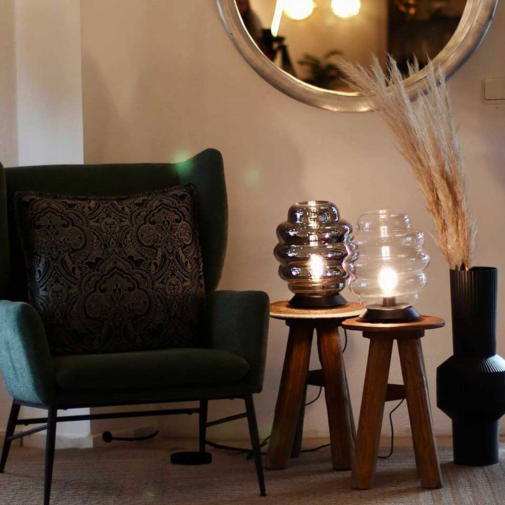 s.luce Echos bordslampa i glas E27 med strömbrytare