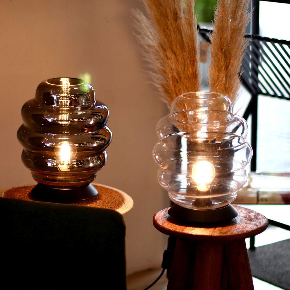 s.luce Echos bordslampa i glas E27 med strömbrytare