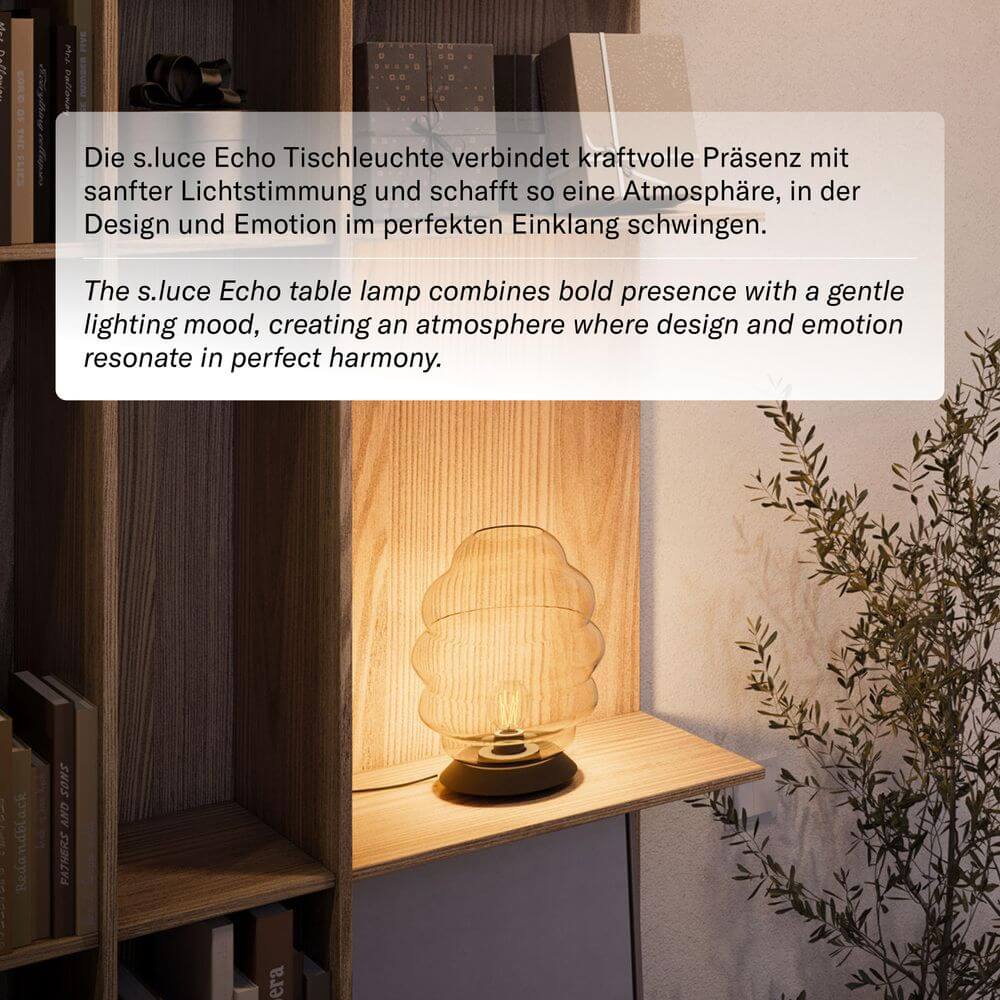 s.luce Echos bordslampa i glas E27 med strömbrytare