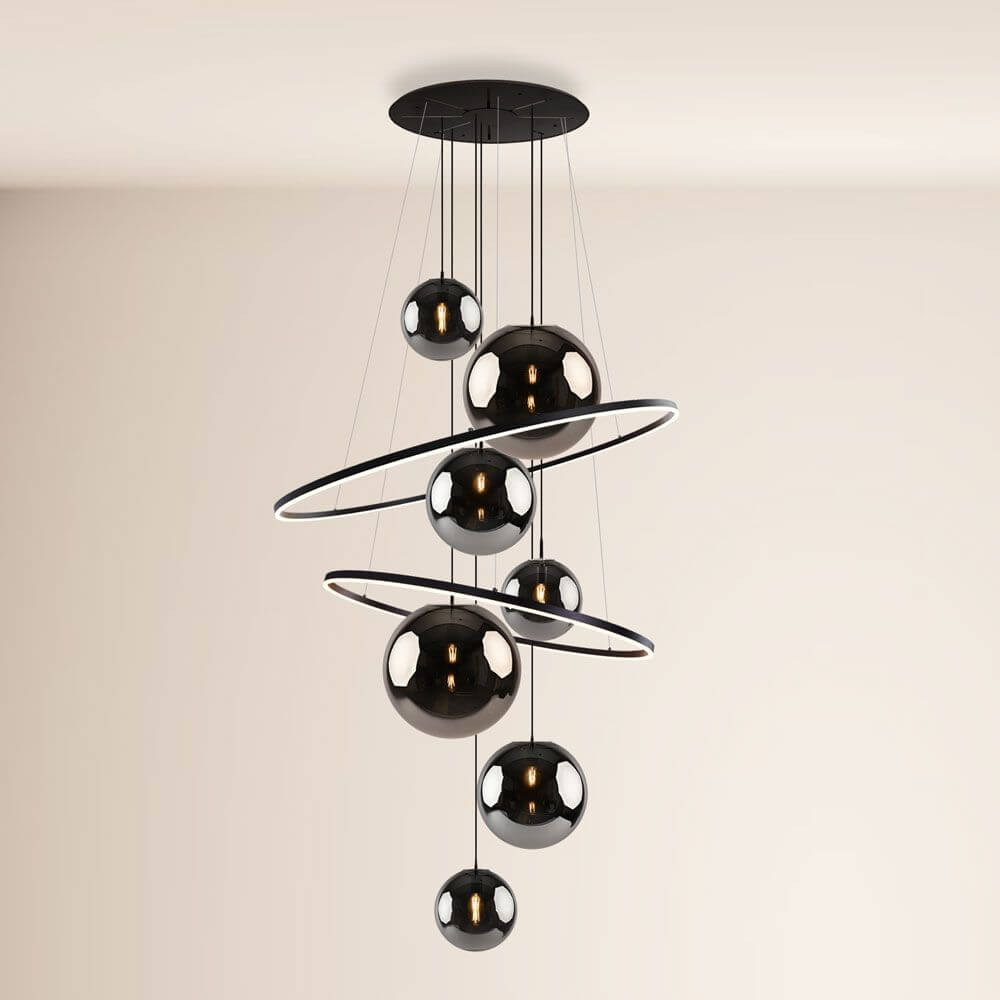 s.luce Galaxy XXL LED gallery lamp 8-light ring lamp glass globes