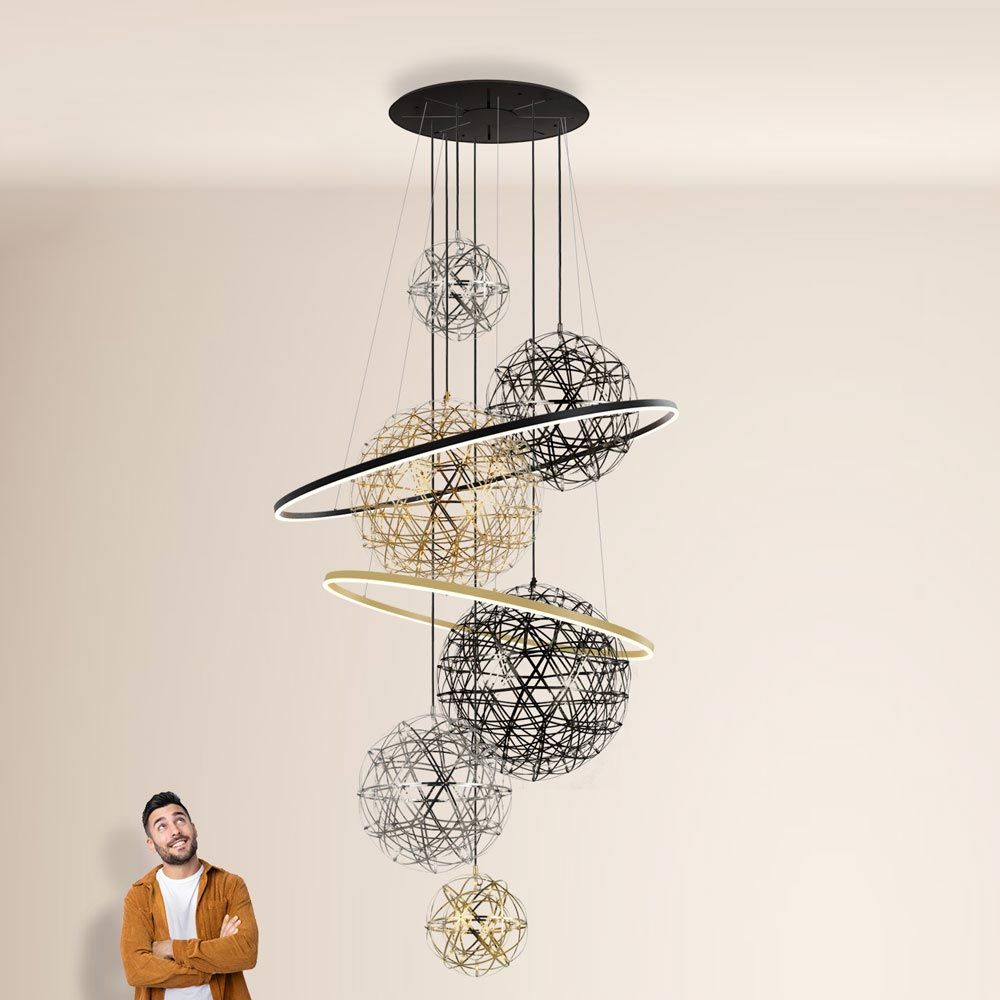 s.luce Fusion XXL lampe de galerie 8 flammes anneau LED