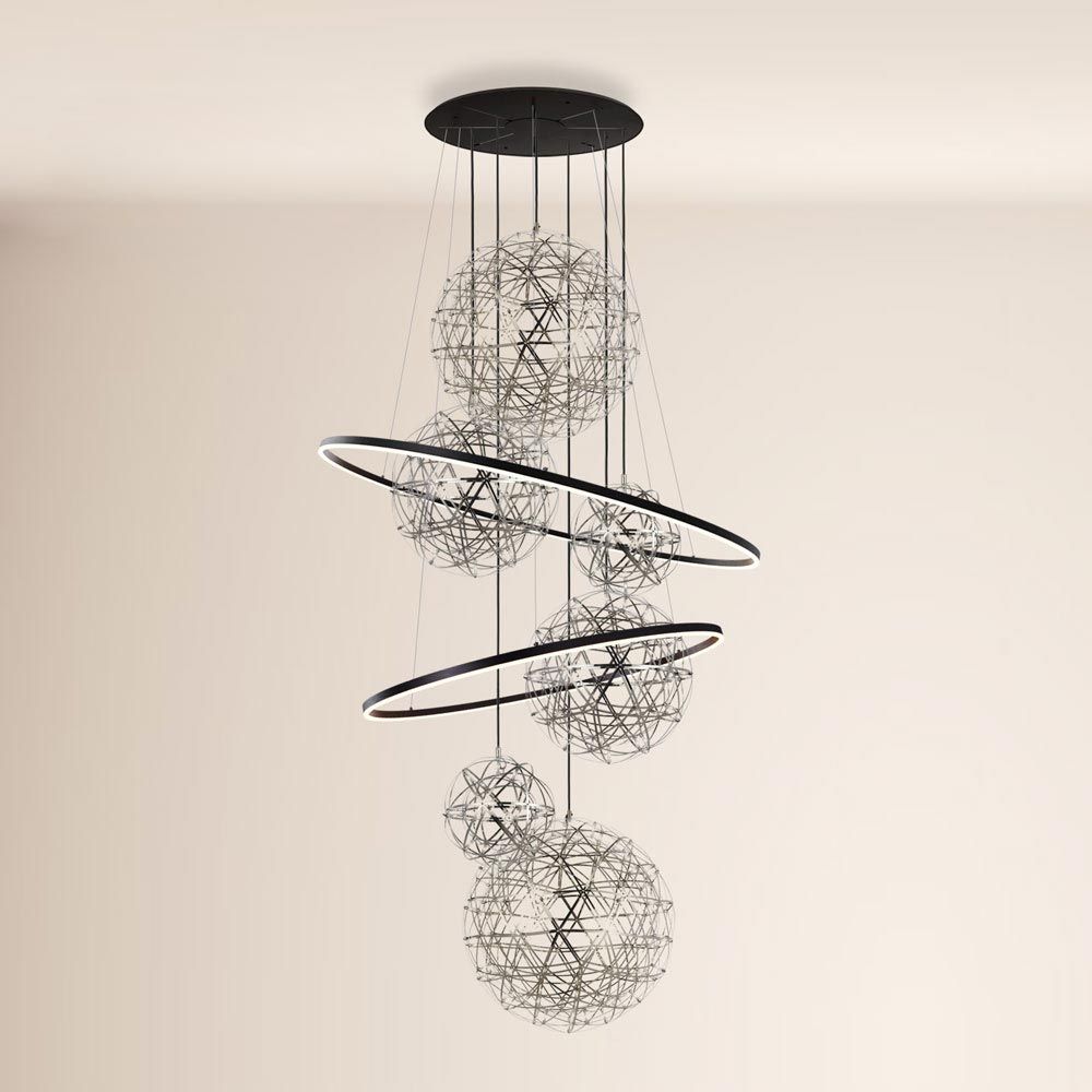 s.luce Fusion XXL lampe de galerie 8 flammes anneau LED