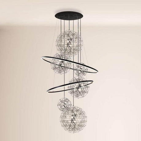 s.luce Fusion XXL Galerieleuchte 8-flammig LED-Ring mit eleganten LED-Ringen und modernen Metall-Gruppen.