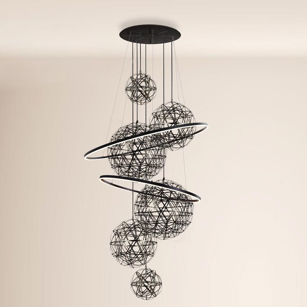 s.luce Fusion XXL lampe de galerie 8 flammes anneau LED