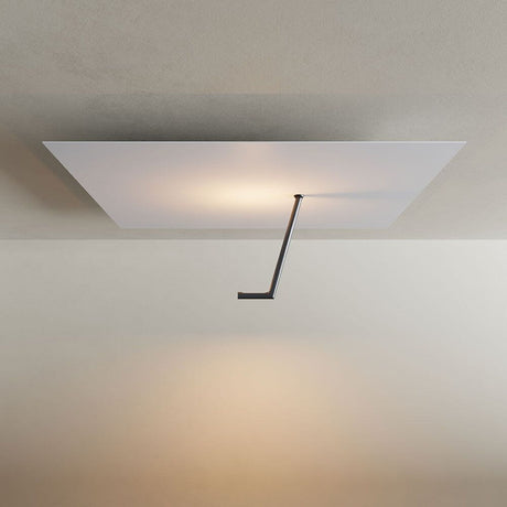 s.luce Hook LED Wand- und Deckenlampe in moderner, minimalistischer Deckeninstallation mit elegantem Reflektor-Arm.