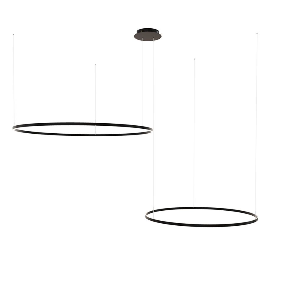 s.luce LED Suspension Ring à 2 lampes excentrée dans un design moderne avec deux anneaux.