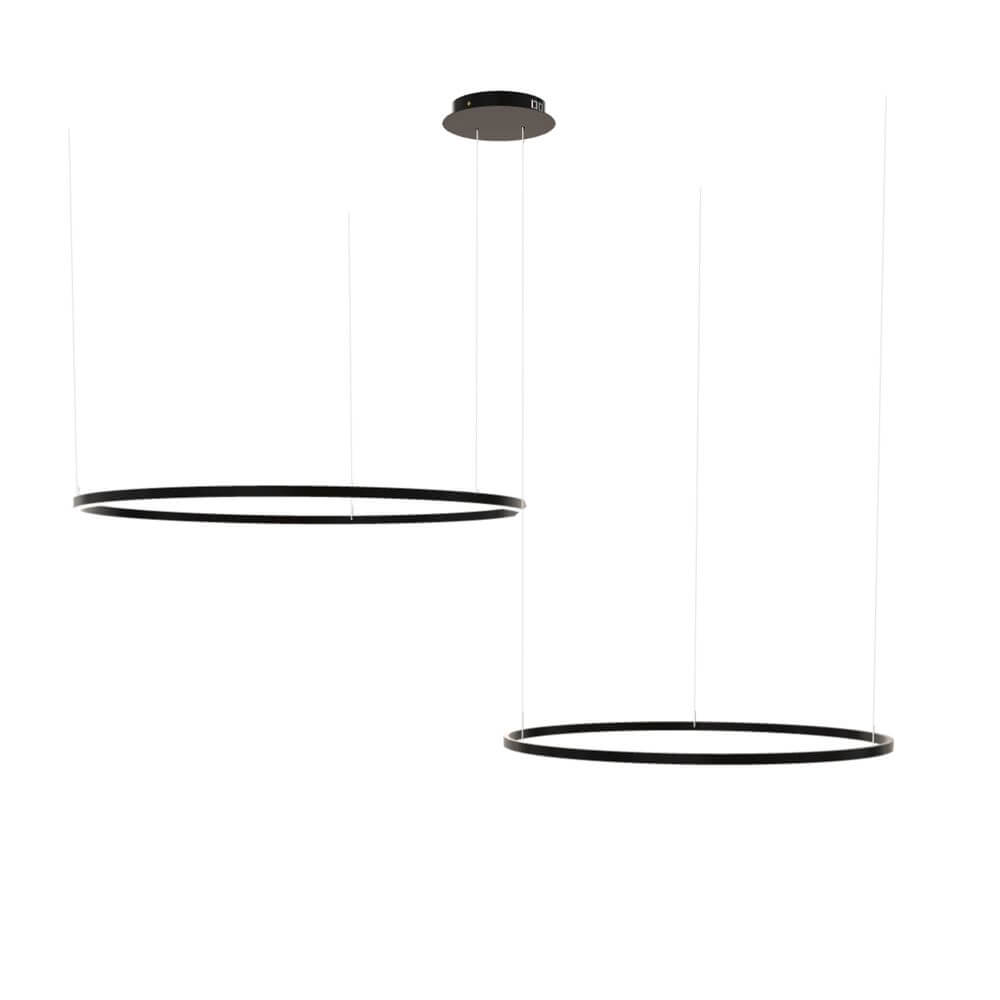 s.luce LED Suspension Ring à 2 lampes excentrée dans un design moderne pour un éclairage attrayant.
