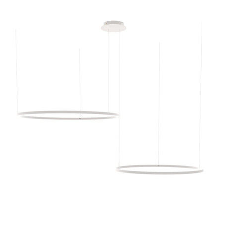 s.luce LED Ring pendant lamp 2-light eccentric in modern design with two hanging ring elements.
