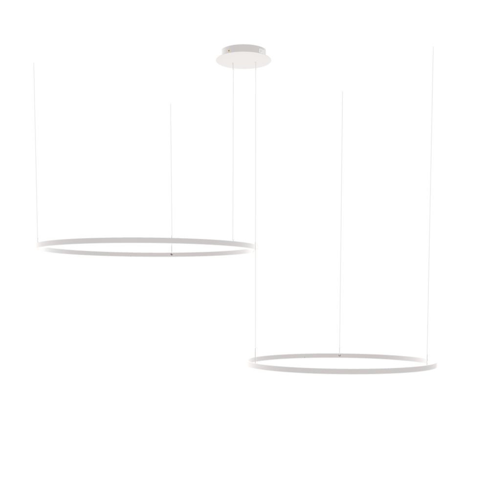 s.luce LED Suspension Ring à 2 lampes excentrée dans un design moderne avec deux éléments d’anneau suspendus.