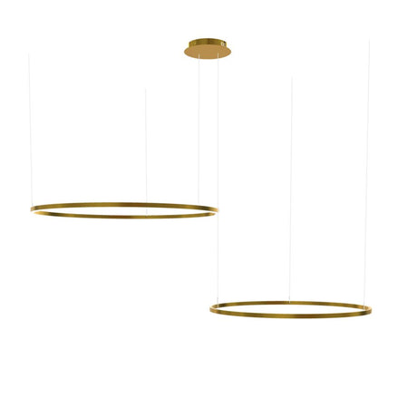 s.luce LED Ring pendant lamp 2-light eccentric in gold with two rings for modern lighting