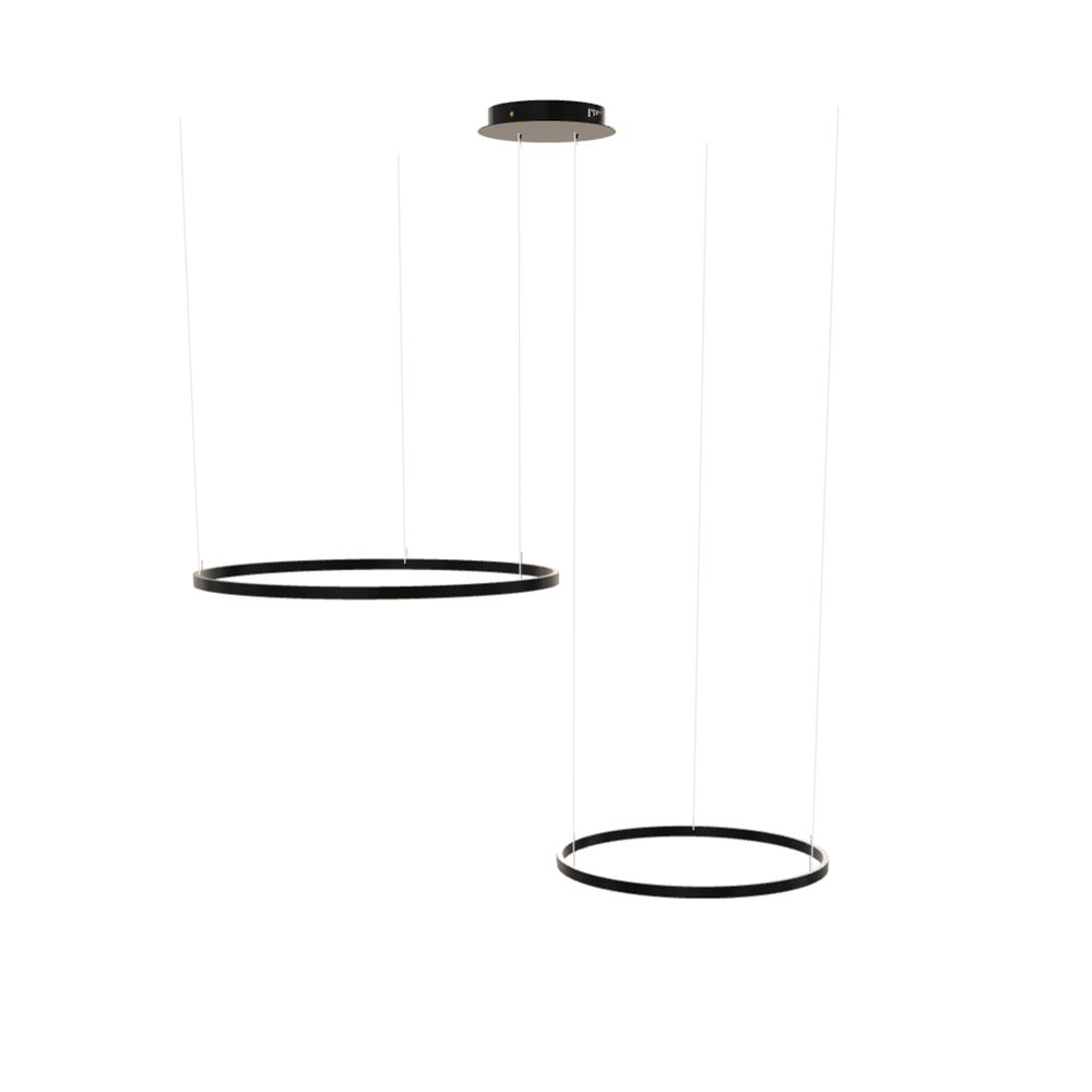 s.luce LED Suspension Ring à 2 lampes excentrée dans un design moderne avec deux anneaux.