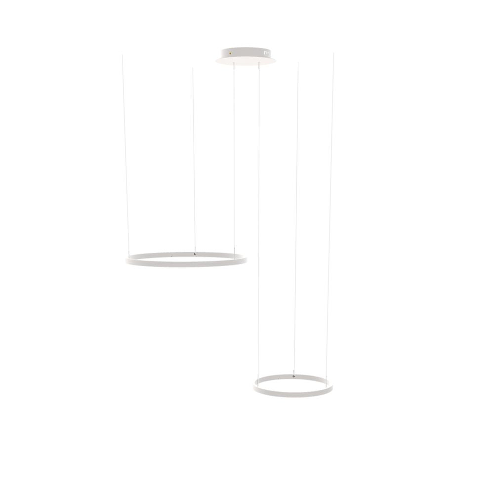 s.luce LED Suspension Ring à 2 lampes excentrée dans un design moderne avec deux anneaux suspendus.