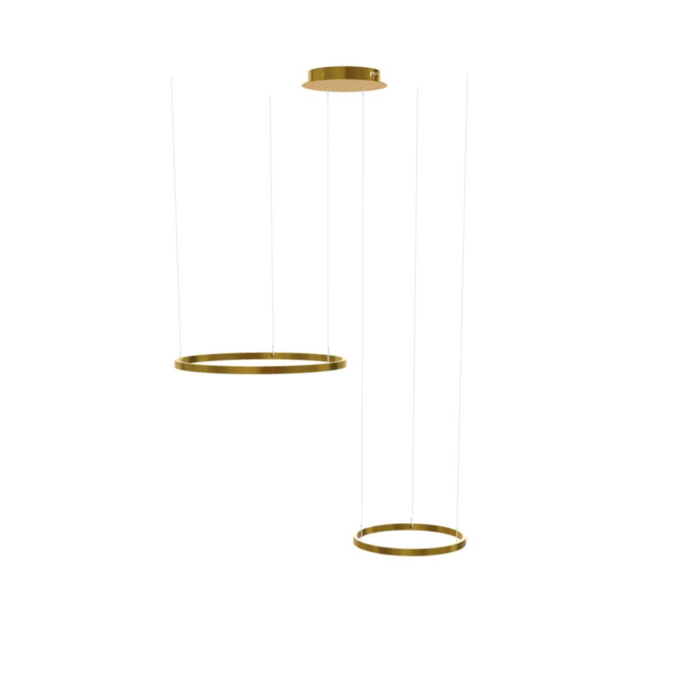 s.luce LED Suspension Ring à 2 lampes excentrée dans un design moderne doré, idéal pour un éclairage élégant.