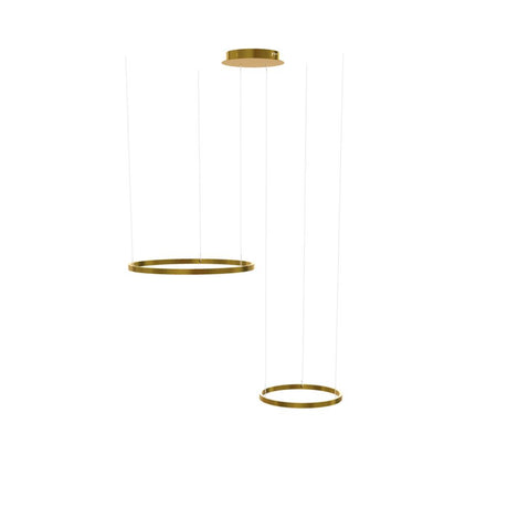 s.luce LED Ring pendant lamp 2-light eccentric in modern gold design, ideal for stylish lighting.