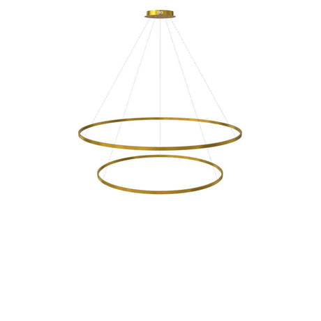 s.luce LED Ring Hängeleuchte 2-flammig Zentrisch in modernem Design aus goldfarbenem Metall.